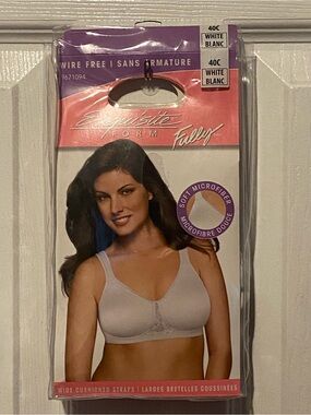 Fully Wire-Free Soft Microfiber Bra - White - Size 40C